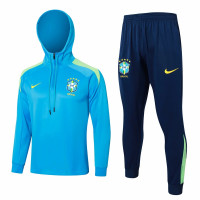 Seleção Brasileira Masculina Azul Treino Com Capuz Técnico Futebol Tracksuit 2024-25