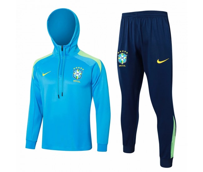 Seleção Brasileira Masculina Azul Treino Com Capuz Técnico Futebol Tracksuit 2024-25